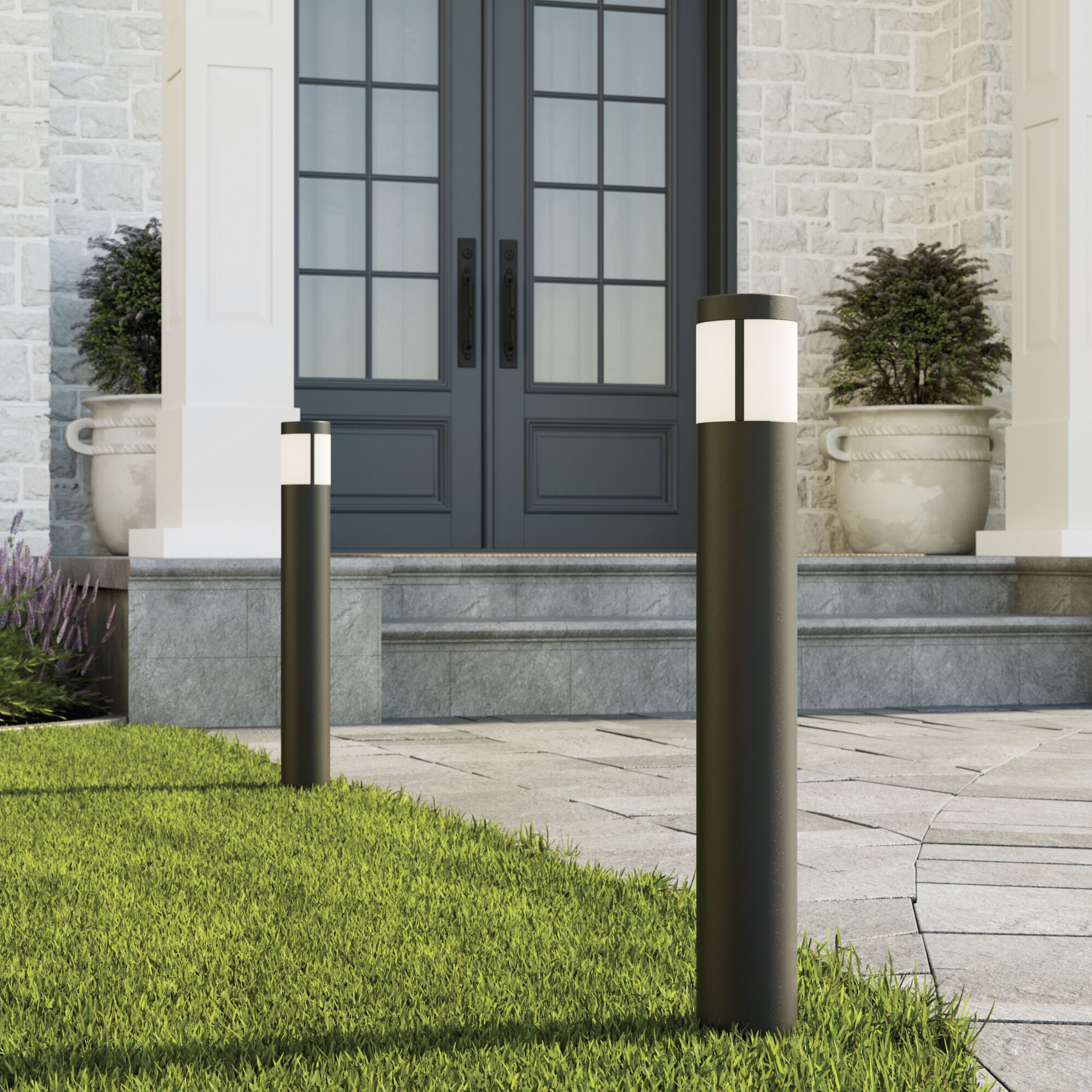Independence 12 AC/DC 2.75 watt Textured Black Round Bollard in 3000K